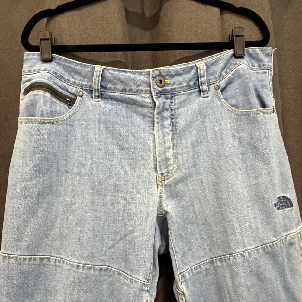 The North Face Urban Exploration Tech Denim pants in light blue wash men size 36